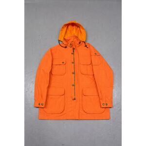 Orvis Blaze Orange Hunting Jacket Men’s XL Hooded Field Coat Upland